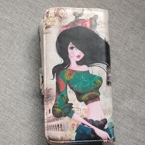 Bella Rose Closet Artistic Clutch with Green and Black Accents